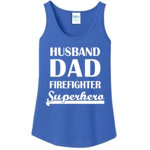 Husband Dad Firefighter Superhero Gift Ladies Essential Tank