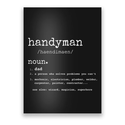 Handyman Definition Funny Dad Handyman FatherS Day Gift Poster