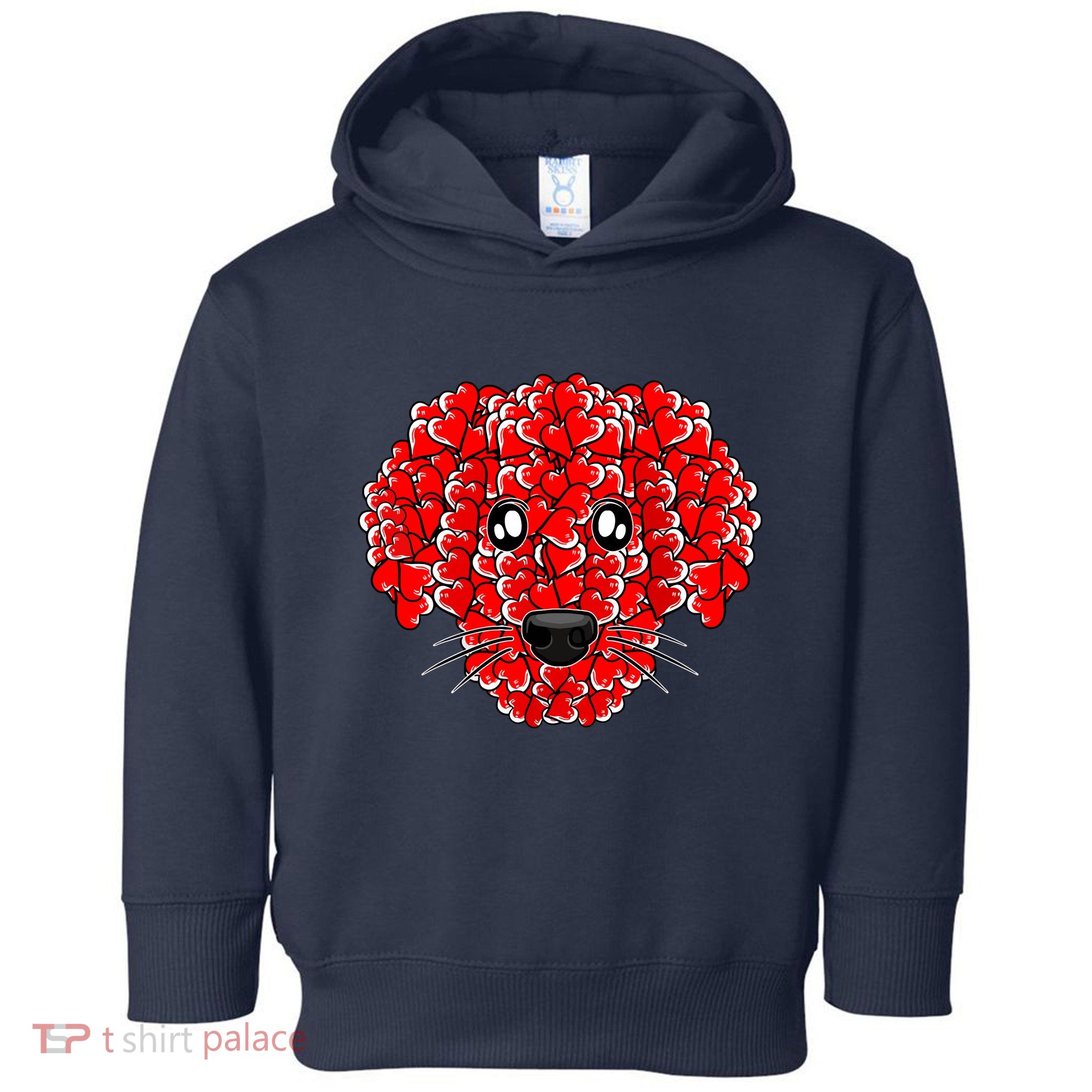 Heart Dog Face Valentines Day Cute Puppy Doggie Love Toddler Hoodie