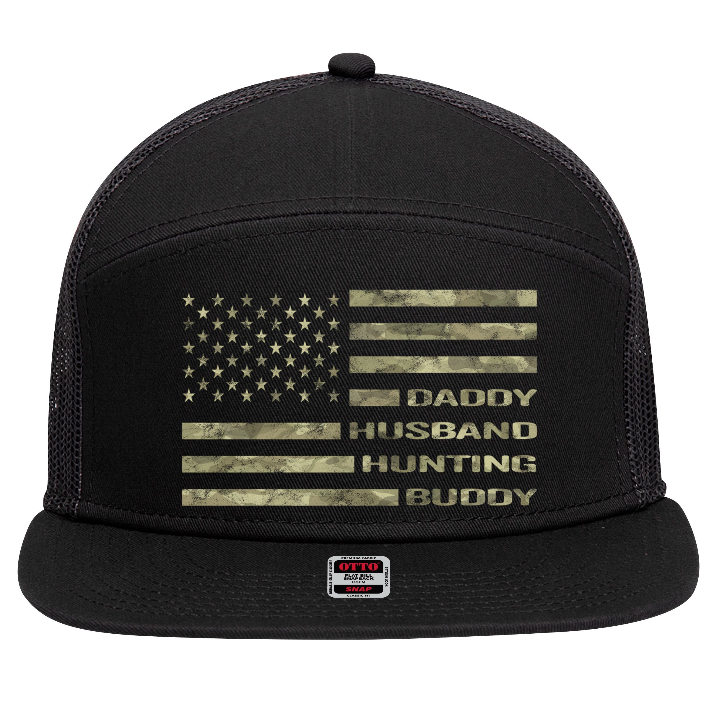 Hunting Dad Father Gift 7 Panel Mesh Trucker Snapback Hat