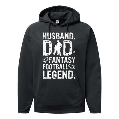 Husband Dad Fantasy Football Legend Performance Fleece Hoodie