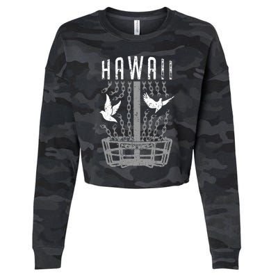 Hawaii Disc Golf Player Breaking Chains Birdie Gift Cropped Pullover Crew