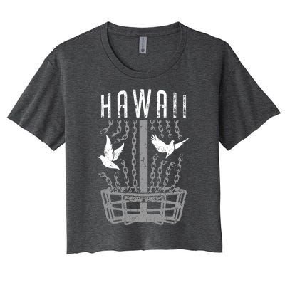 Hawaii Disc Golf Player Breaking Chains Birdie Gift Women's Crop Top Tee