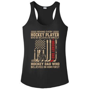 Hockey Dad Gift Hockey American Flag Happy Fathers Day Funny Gift Ladies PosiCharge Competitor Racerback Tank