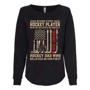 Hockey Dad Gift Hockey American Flag Happy Fathers Day Funny Gift Womens California Wash Sweatshirt