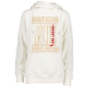 Hockey Dad Gift Hockey American Flag Happy Fathers Day Funny Gift Womens Funnel Neck Pullover Hood