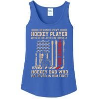 Hockey Dad Gift Hockey American Flag Happy Fathers Day Funny Gift Ladies Essential Tank