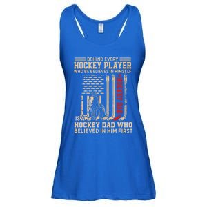 Hockey Dad Gift Hockey American Flag Happy Fathers Day Funny Gift Ladies Essential Flowy Tank