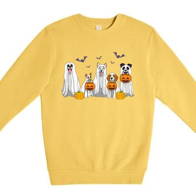 Halloween Dogs Ghost Pumpkins Spooky Premium Crewneck Sweatshirt