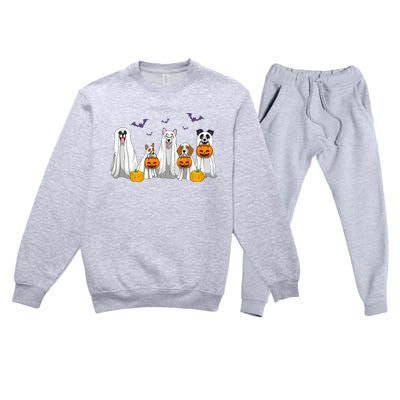 Halloween Dogs Ghost Pumpkins Spooky Premium Crewneck Sweatsuit Set