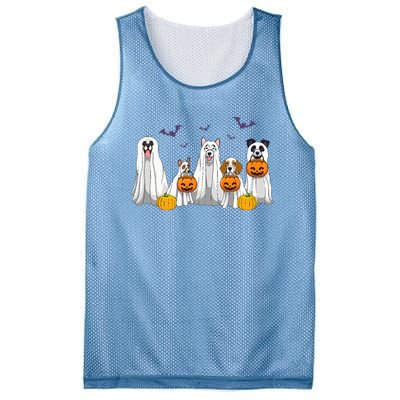 Halloween Dogs Ghost Pumpkins Spooky Mesh Reversible Basketball Jersey Tank