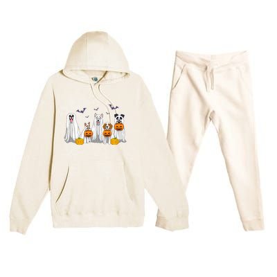 Halloween Dogs Ghost Pumpkins Spooky Premium Hooded Sweatsuit Set