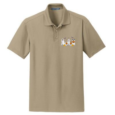 Halloween Dogs Ghost Pumpkins Spooky Dry Zone Grid Polo