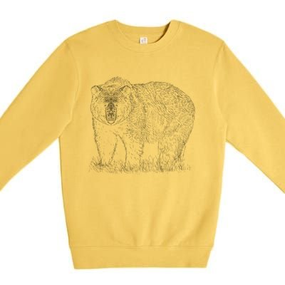 Hand Drawn Grizzly Bear Premium Crewneck Sweatshirt