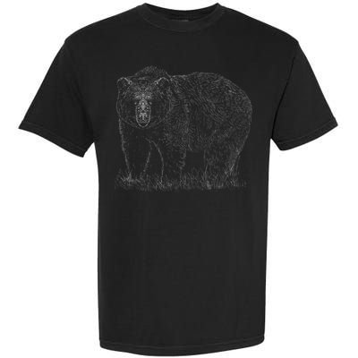 Hand Drawn Grizzly Bear Garment-Dyed Heavyweight T-Shirt