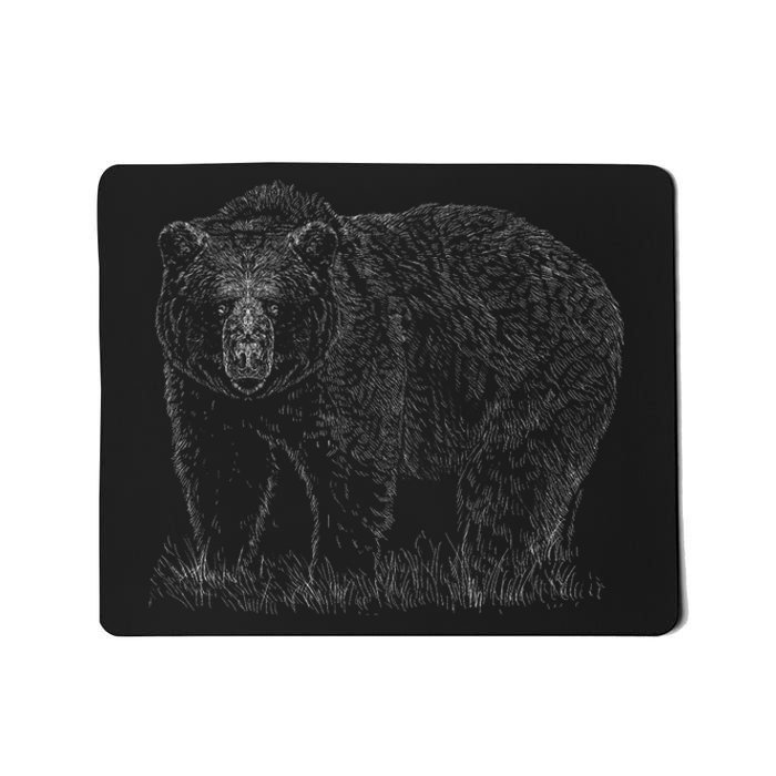 Hand Drawn Grizzly Bear Mousepad