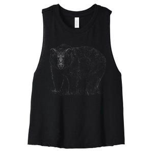 Hand Drawn Grizzly Bear Women's Racerback Cropped Tank