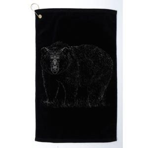 Hand Drawn Grizzly Bear Platinum Collection Golf Towel