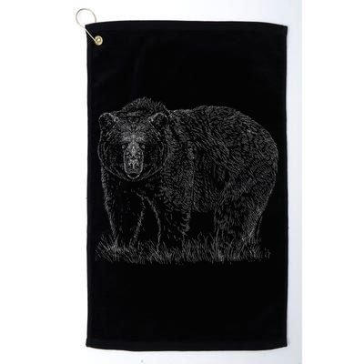 Hand Drawn Grizzly Bear Golf Towel