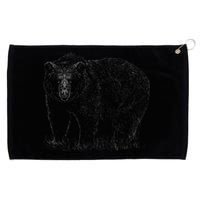 Hand Drawn Grizzly Bear Grommeted Golf Towel