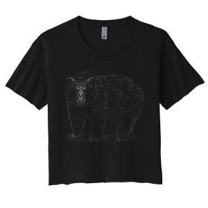 Hand Drawn Grizzly Bear Women's Crop Top Tee