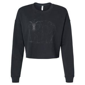 Hand Drawn Grizzly Bear Cropped Pullover Crew