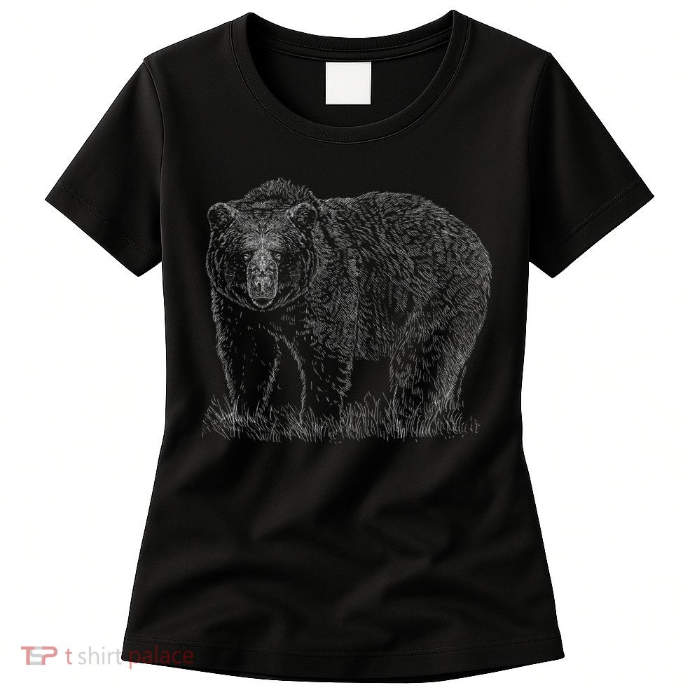 Hand Drawn Grizzly Bear Womens T-Shirt