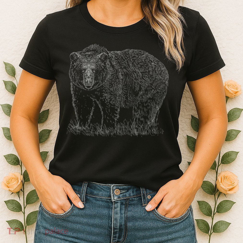 Hand Drawn Grizzly Bear Womens T-Shirt
