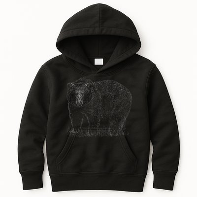 Hand Drawn Grizzly Bear Kids Hoodie