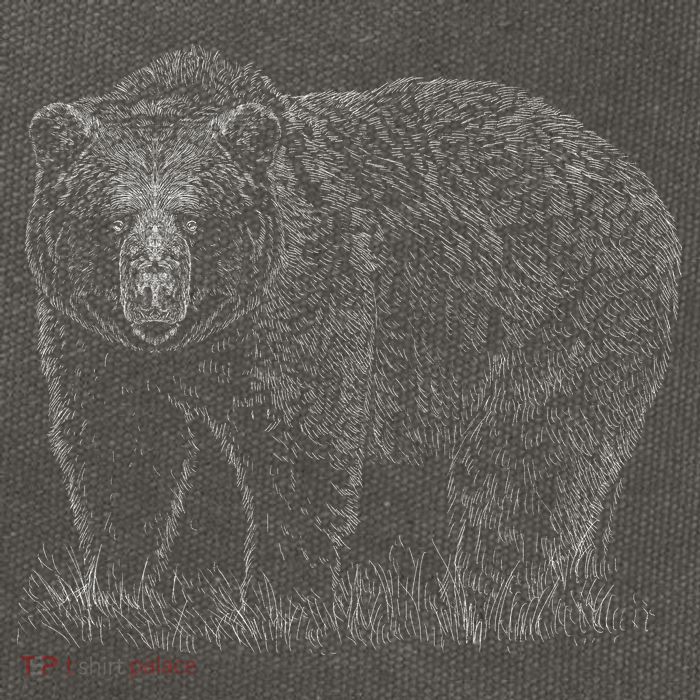 Hand Drawn Grizzly Bear Cotton Canvas Backpack