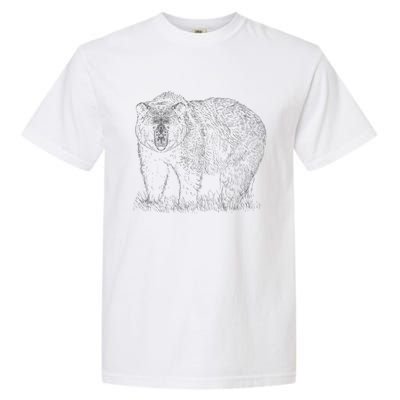 Hand Drawn Grizzly Bear Garment-Dyed Heavyweight T-Shirt