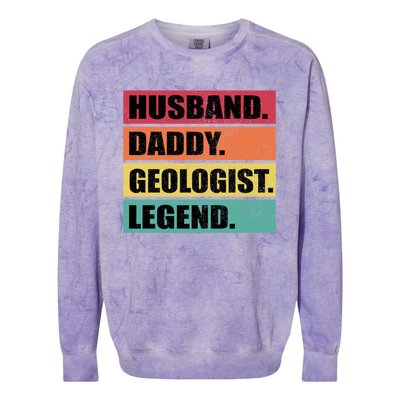 Husband Daddy Geologist Legend Retro Fathers Day Gift Colorblast Crewneck Sweatshirt