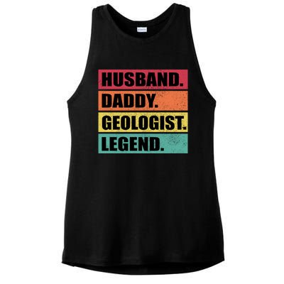 Husband Daddy Geologist Legend Retro Fathers Day Gift Ladies PosiCharge Tri-Blend Wicking Tank