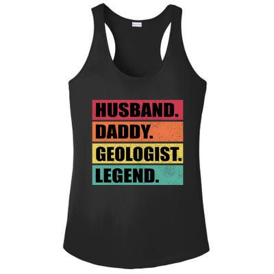 Husband Daddy Geologist Legend Retro Fathers Day Gift Ladies PosiCharge Competitor Racerback Tank