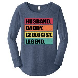 Husband Daddy Geologist Legend Retro Fathers Day Gift Women's Perfect Tri Tunic Long Sleeve Shirt