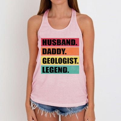 Husband Daddy Geologist Legend Retro Fathers Day Gift Women's Knotted Racerback Tank