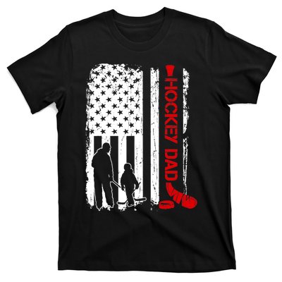 Hockey Dad Gift Hockey American Flag T-Shirt