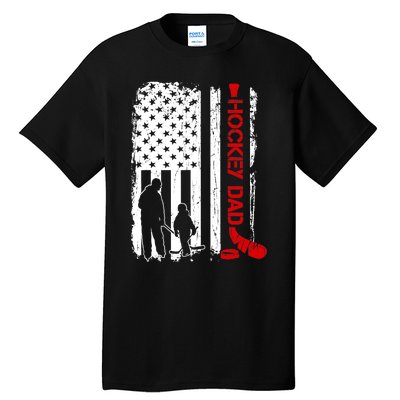 Hockey Dad Gift Hockey American Flag Tall T-Shirt