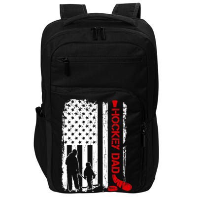 Hockey Dad Gift Hockey American Flag Impact Tech Backpack