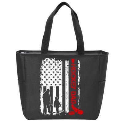 Hockey Dad Gift Hockey American Flag Zip Tote Bag