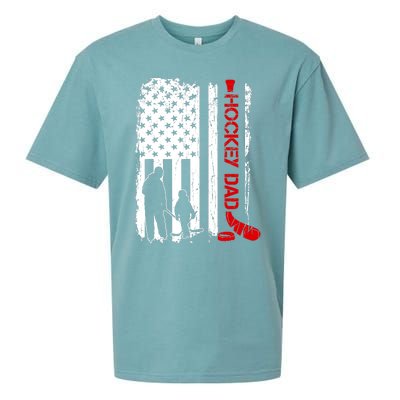 Hockey Dad Gift Hockey American Flag Sueded Cloud Jersey T-Shirt