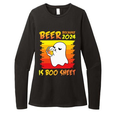 Halloween Day Ghost Drinking Beer Because 2024 Is Boo Sheet Womens CVC Long Sleeve Shirt