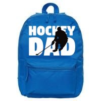 Hockey Dad Gift Hockey Silhouette Gift Father Cool Gift 16 in Basic Backpack