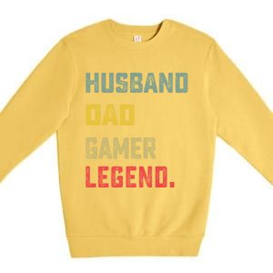 Husband Dad Gamer Legend FatherS Day Funny Gift Premium Crewneck Sweatshirt