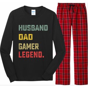 Husband Dad Gamer Legend FatherS Day Funny Gift Long Sleeve Pajama Set