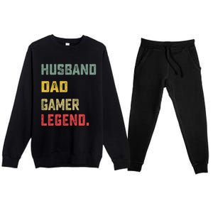 Husband Dad Gamer Legend FatherS Day Funny Gift Premium Crewneck Sweatsuit Set