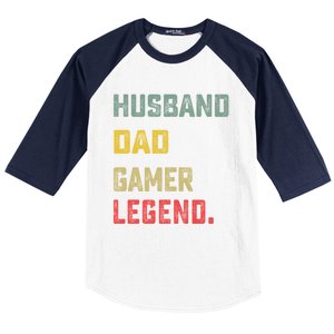 Husband Dad Gamer Legend FatherS Day Funny Gift Baseball Sleeve Shirt