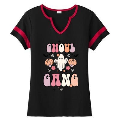 Halloween Day Ghoul Gang Ghost Retro Halloween Ladies Halftime Notch Neck Tee