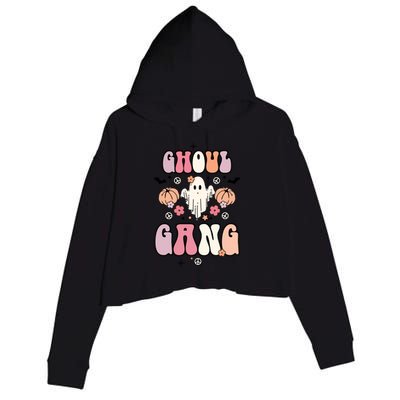 Halloween Day Ghoul Gang Ghost Retro Halloween Crop Fleece Hoodie