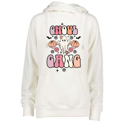 Halloween Day Ghoul Gang Ghost Retro Halloween Womens Funnel Neck Pullover Hood